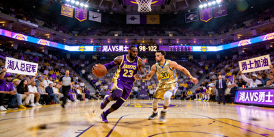 NBA常规赛湖人对阵勇士比赛现场画面